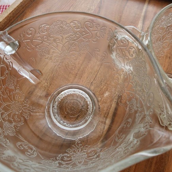 Hazel Atlas Florentine 1 Clear Sugar Creamer Set vintage Depression Glass poppy - Picture 4 of 10